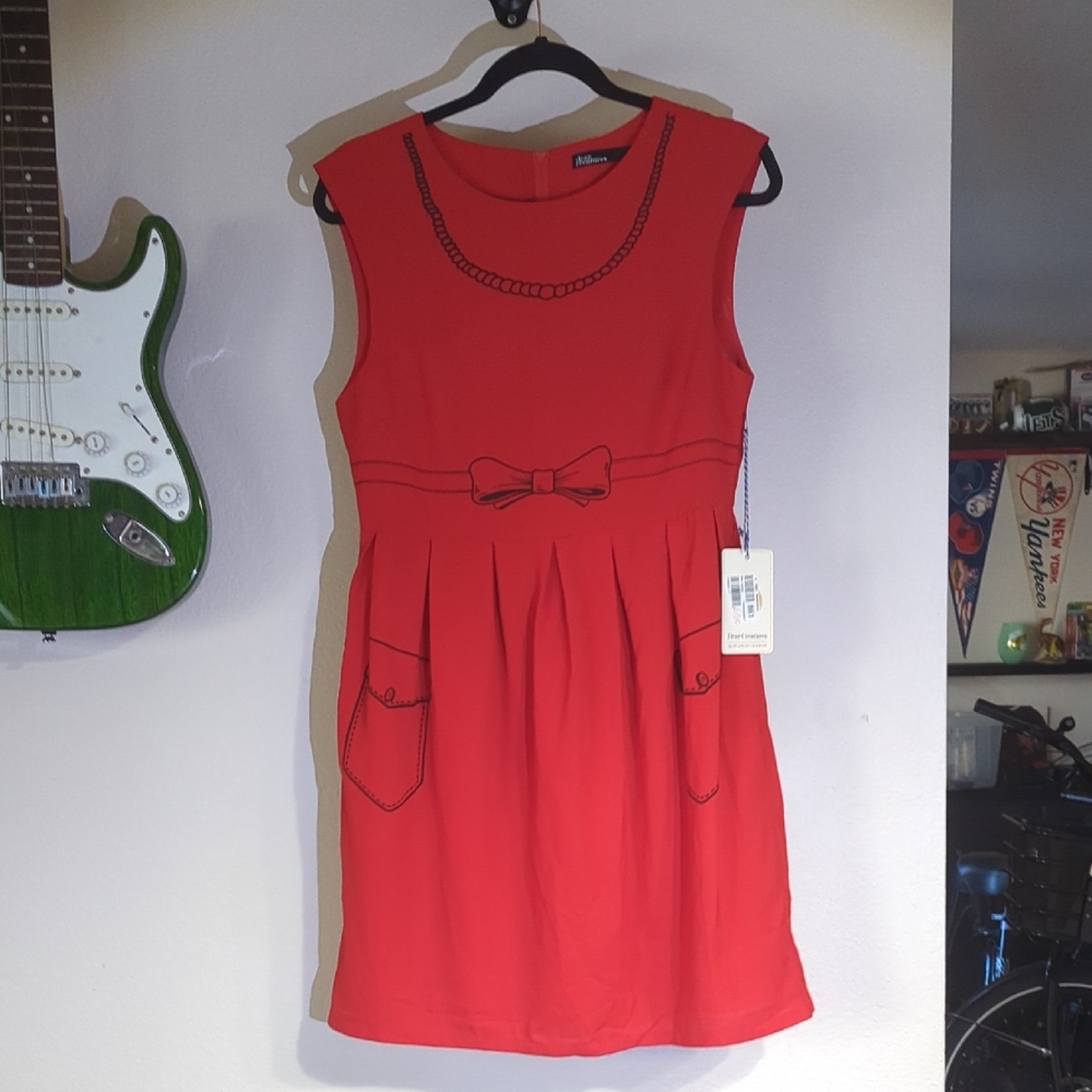 Dear Creatures Trompe L'oeil Dress with Bow Detail NWT